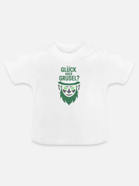 Glück oder Grusel Kobold-Motiv - Baby Bio-T-Shirt mit Rundhals - Weiß