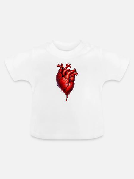Anatomisches Tropfherz - Baby Bio-T-Shirt mit Rundhals - Weiß