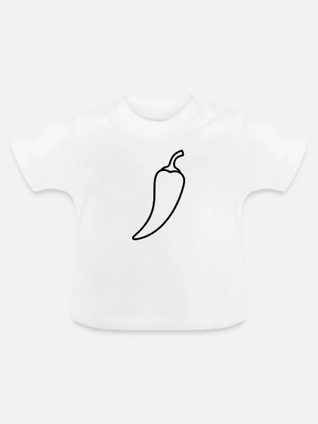 Chili Schote Scharf Umriss - Baby Bio-T-Shirt mit Rundhals - Weiß