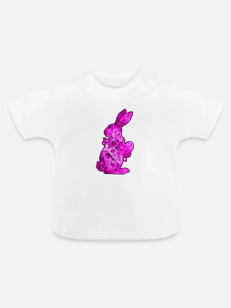 Hase Herz Wasserfarben - Baby Bio-T-Shirt mit Rundhals - Weiß