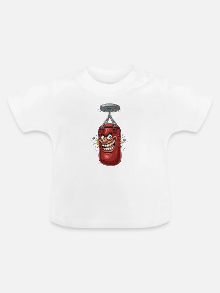 Lachender Boxsack Cartoon - Baby Bio-T-Shirt mit Rundhals - Weiß