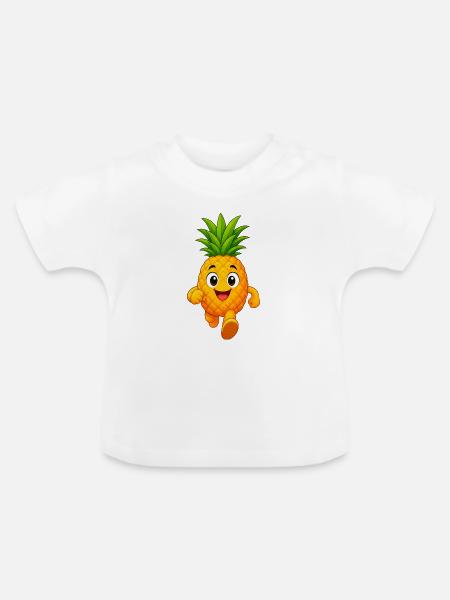 Ananas - Baby Bio-T-Shirt mit Rundhals - Weiß