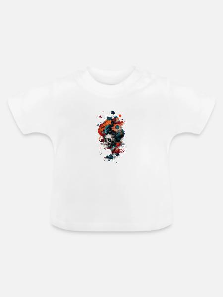 Skelett-Wasserkunst im Neonstil - Baby Bio-T-Shirt mit Rundhals - Weiß