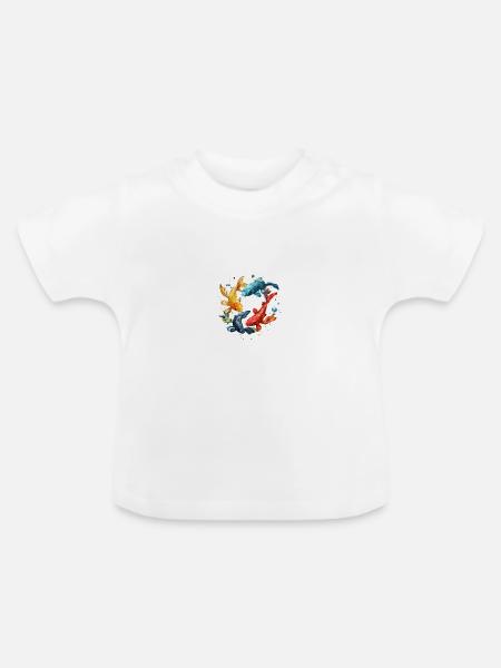 Koi Kreis Wasserfarben Muster - Baby Bio-T-Shirt mit Rundhals - Weiß