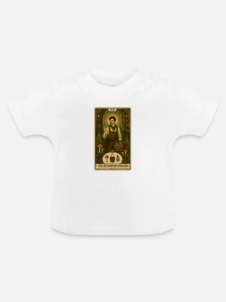 Pilzsammler | Wald & Pilze Tarot - Baby Bio-T-Shirt mit Rundhals - Weiß