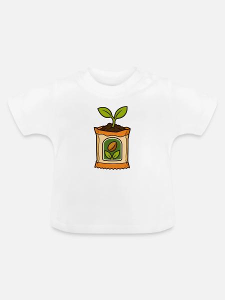 Knospe im Samentütchen - Baby Bio-T-Shirt mit Rundhals - Weiß