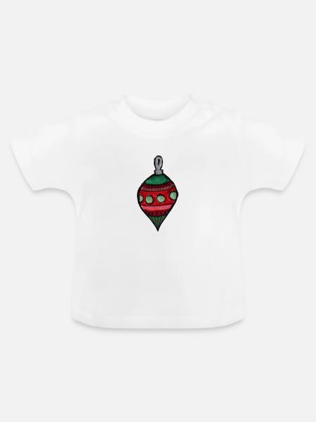 Handgemachtes Ornament mit Retro-Muster - Baby Bio-T-Shirt mit Rundhals - Weiß