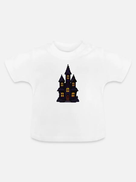 Spukschloss bei Nacht - Baby Bio-T-Shirt mit Rundhals - Weiß