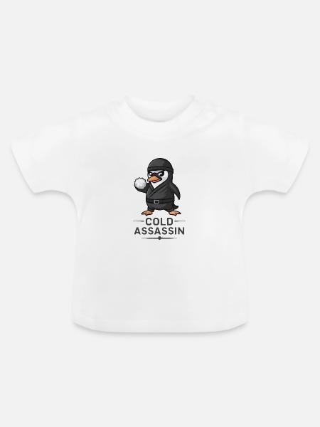 Ninja-Pinguin - Baby Bio-T-Shirt mit Rundhals - Weiß