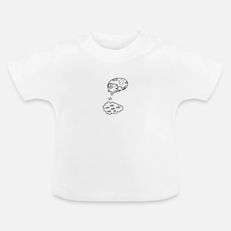 Chat chaton chat chat dame dessin poisson - T-shirt bio col rond Bébé - blanc