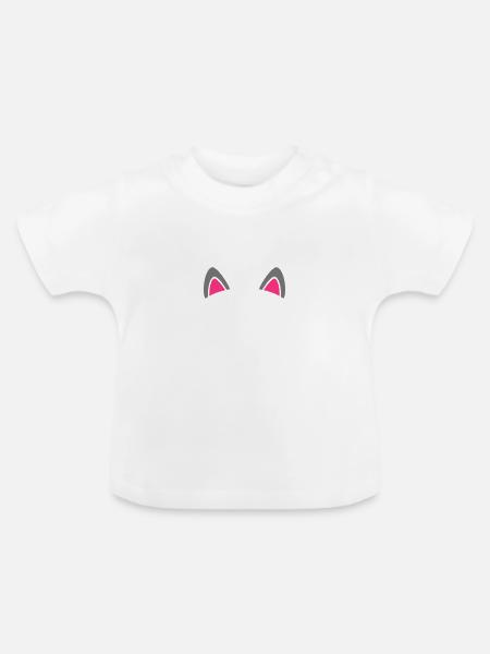 Katzenohren (2-Farbig) v1 - Baby Bio-T-Shirt mit Rundhals - Weiß