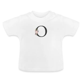 Letter O, Monogram, Flowers - Baby Organic T-Shirt with Round Neck - white - Front