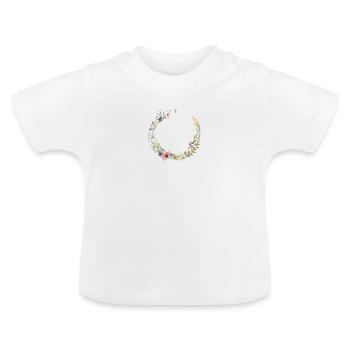 Couronne florale personnalisable fleurs sauvages - T-shirt bio col rond Bébé - blanc - Devant