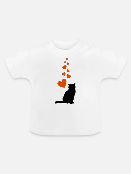 cat hearts - Baby Bio-T-Shirt mit Rundhals - Weiß