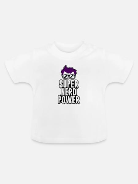 Super Nerd Power. - Baby Bio-T-Shirt mit Rundhals - Weiß