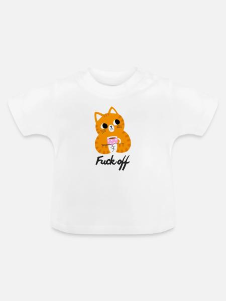 Genervte Katze - Baby Bio-T-Shirt mit Rundhals - Weiß