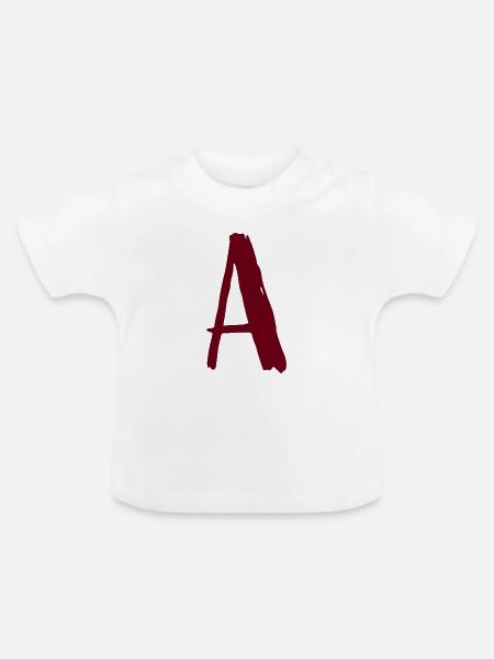 Künstlerisch geschriebenes A-Design - Baby Bio-T-Shirt mit Rundhals - Weiß