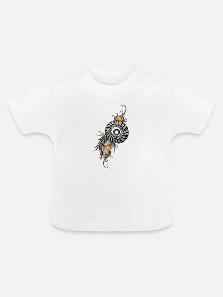 Nautilus Spirale mit Orange Akzenten - Baby Bio-T-Shirt mit Rundhals - Weiß