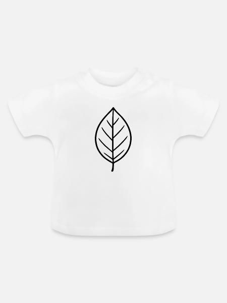 Blatt Minimalist Outline-Design - Baby Bio-T-Shirt mit Rundhals - Weiß