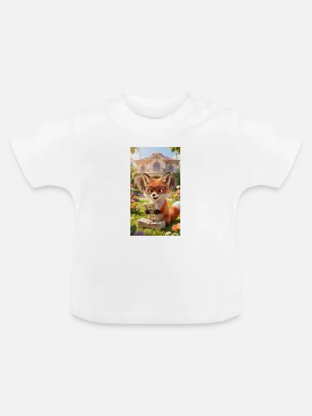 Cartoon Fuchs - Baby Bio-T-Shirt mit Rundhals - Weiß