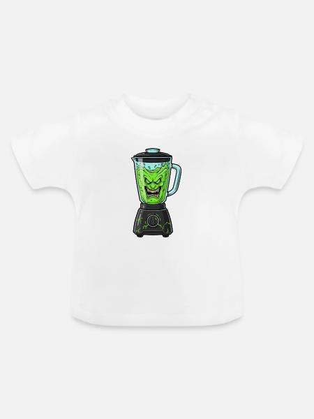 Grüner Slime-Blender mit Monstergesicht - Baby Bio-T-Shirt mit Rundhals - Weiß
