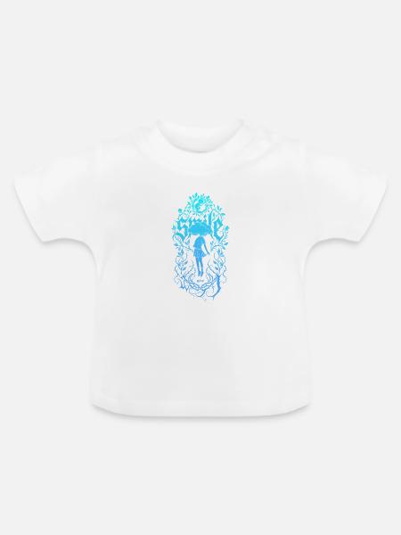 Blumenrahmen-Mädchen Silhouette - Baby Bio-T-Shirt mit Rundhals - Weiß