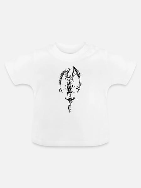 Winged_Guardian_Stamp_-_Gothic_Angel_Ink - Baby Bio-T-Shirt mit Rundhals - Weiß