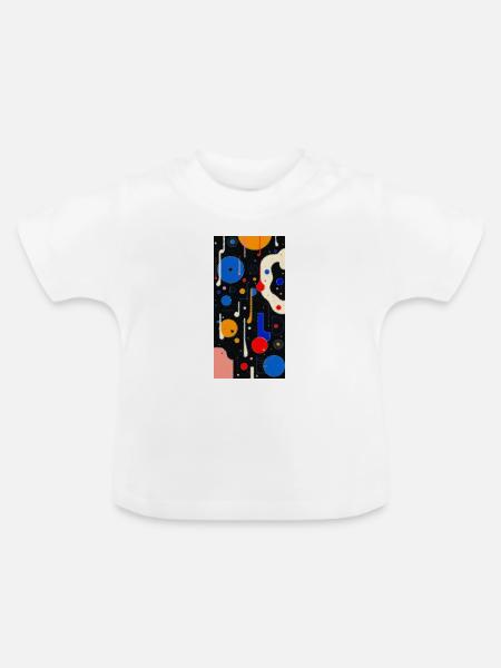 Lebendiges, abstraktes, geometrisches Design - Baby Bio-T-Shirt mit Rundhals - Weiß