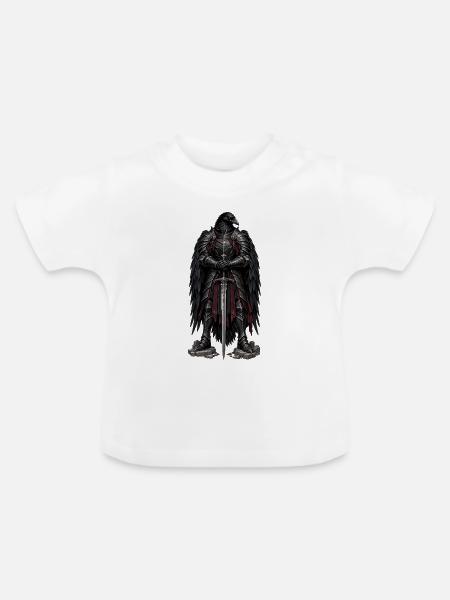 Rabenritter im Schattenpanzer - Baby Bio-T-Shirt mit Rundhals - Weiß