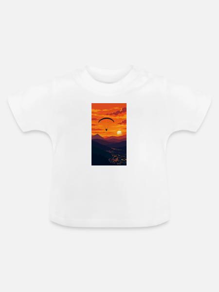 Sonnenuntergang Paraglider über Bergkette - Baby Bio-T-Shirt mit Rundhals - Weiß
