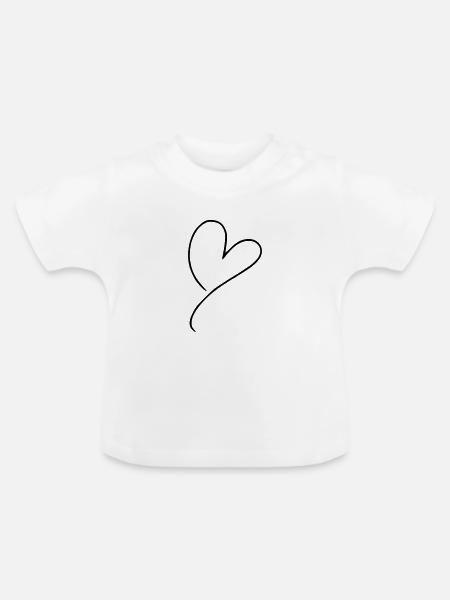 Herz Emoji Skizze - Baby Bio-T-Shirt mit Rundhals - Weiß