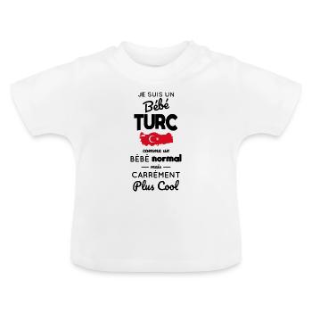 Turkish Baby Like a Normal Baby But Cooler - Baby Organic T-Shirt with Round Neck - white - Front