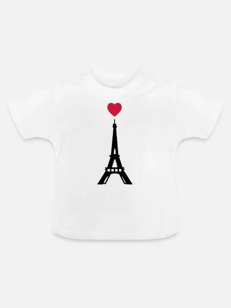 eiffelturm paris love - Baby Bio-T-Shirt mit Rundhals - Weiß