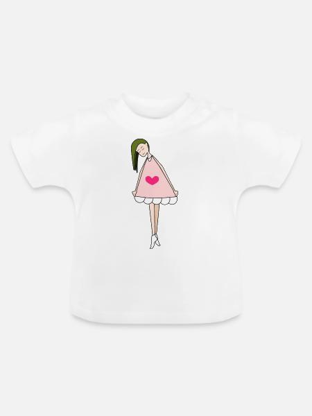 Fuchsie Puppe - Baby Bio-T-Shirt mit Rundhals - Weiß