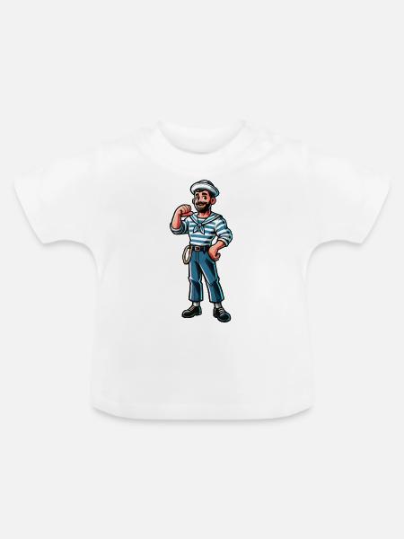Seemann Kapitän - Baby Bio-T-Shirt mit Rundhals - Weiß