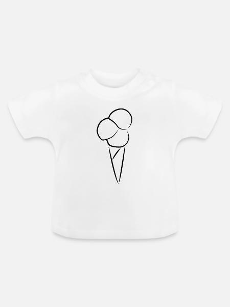 Eiscreme Skizze - Baby Bio-T-Shirt mit Rundhals - Weiß