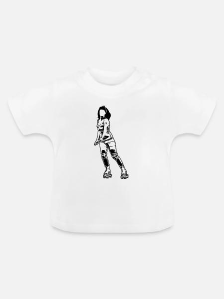 Rollschuhläufer Frau - Baby Bio-T-Shirt mit Rundhals - Weiß