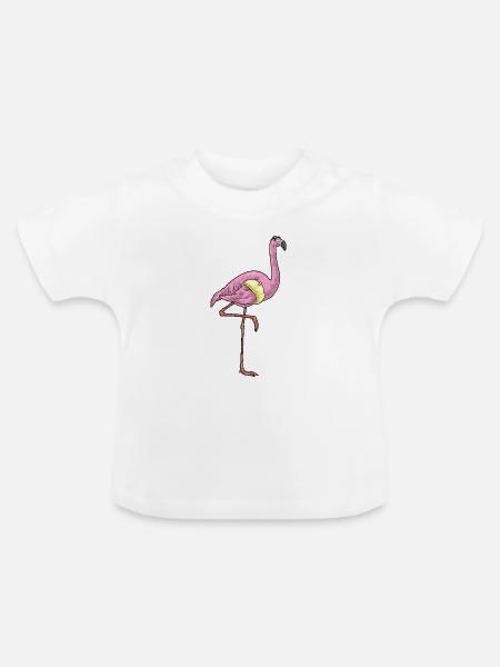 Flamingo Schwimmen Schwimmring Sommer - Baby Bio-T-Shirt mit Rundhals - Weiß