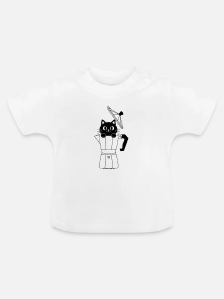 Geometrische Katze mit Bogen - Baby Bio-T-Shirt mit Rundhals - Weiß