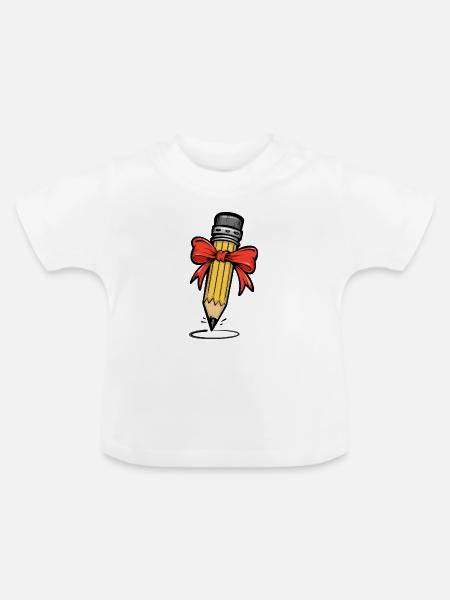 Stift Bleistift Kunst - Baby Bio-T-Shirt mit Rundhals - Weiß