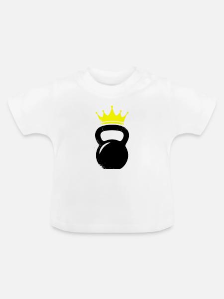 Kugelhantel Krone Gym Logo - Baby Bio-T-Shirt mit Rundhals - Weiß