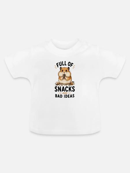 Niedlicher Hamster mit Nüssen - Baby Bio-T-Shirt mit Rundhals - Weiß