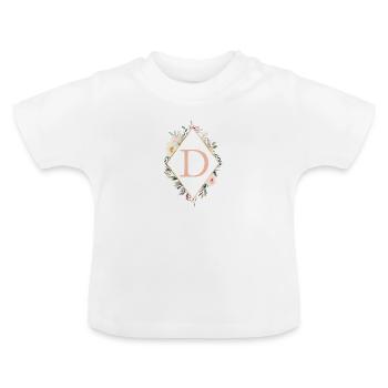 D Monogramm , Floral, Boho - Baby Bio-T-Shirt mit Rundhals - Weiß - Vorne