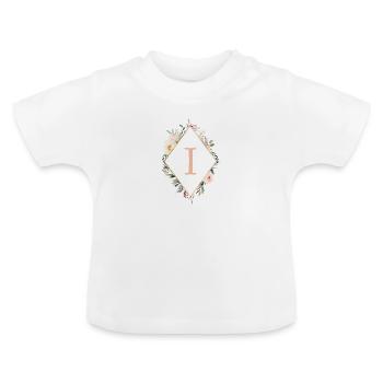 I Monogramm , Floral, Boho - Baby Bio-T-Shirt mit Rundhals - Weiß - Vorne