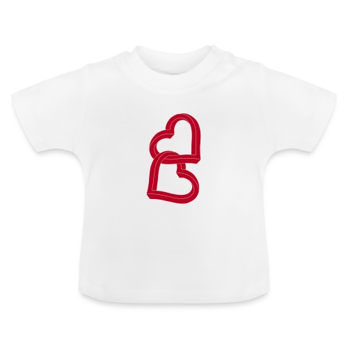 Due cuori uniti ca27 - Maglietta ecologica con scollo rotondo per neonato