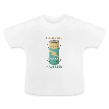 Halb Voll Halb Leer Batterie - Baby Bio-T-Shirt mit Rundhals - Weiß - Vorne