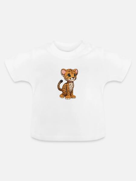 Total niedlicher Gepard - Baby Bio-T-Shirt mit Rundhals - Weiß