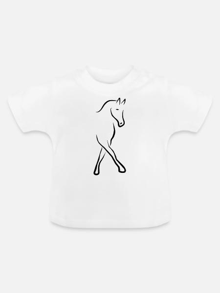 Dressurpferd - Baby Bio-T-Shirt mit Rundhals - Weiß