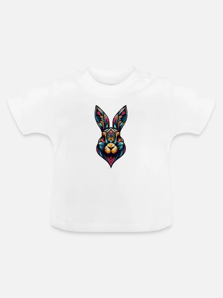 Kaleidoskop-Kaninchen - Baby Bio-T-Shirt mit Rundhals - Weiß