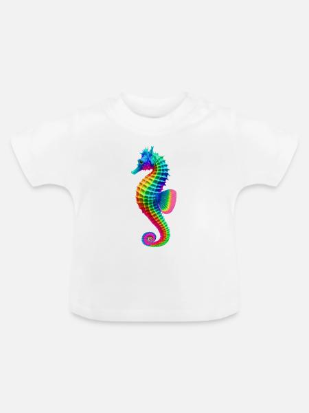 Seepferdchen (01) - Baby Bio-T-Shirt mit Rundhals - Weiß